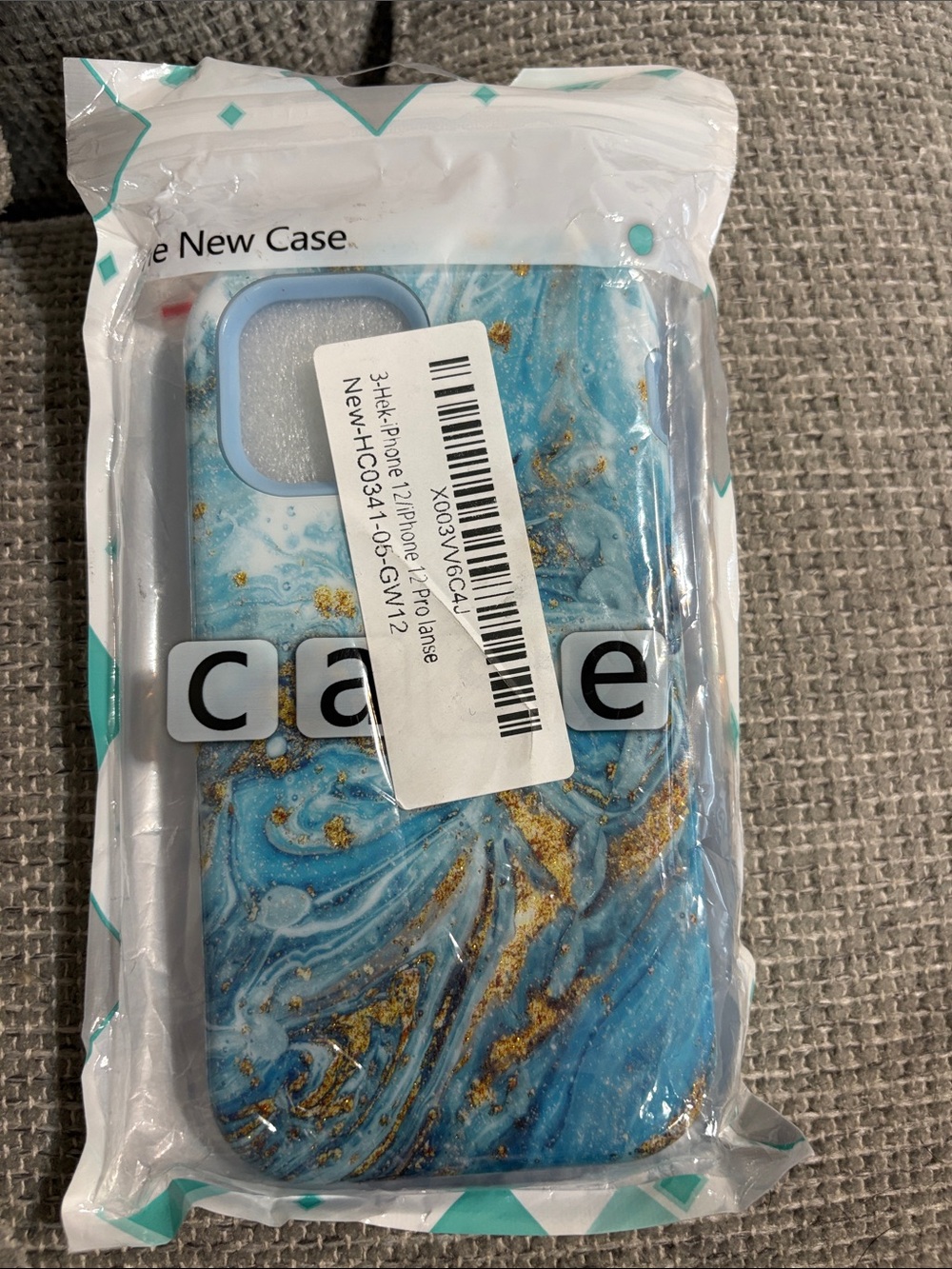 Amazon Blue Marble Phone Case with Gold Accents for iPhone 12 or 12 Pro